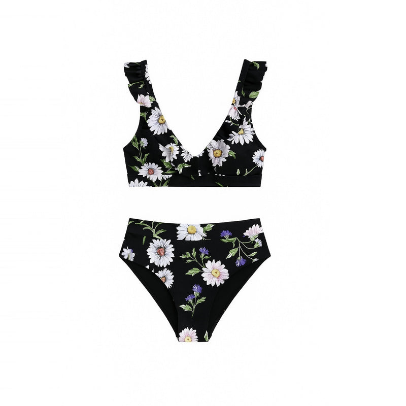 Large Ditsy Ruffled Plus Size Bikini Set