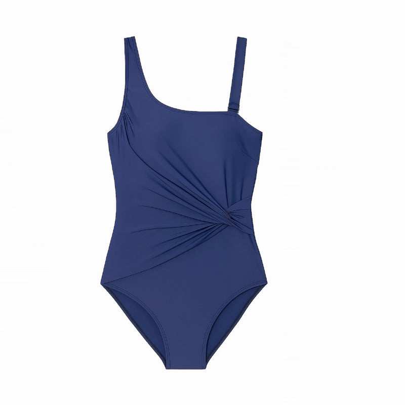 Rouched One-Shoulder Plus Size Swimsuit