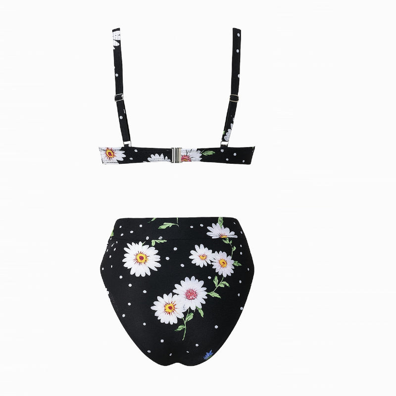 Large Ditsy Ruffled Plus Size Bikini Set