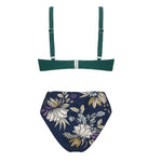 Cutout Floral Print Mid Rise Bikini Set