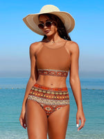 Morrocan Print Bikini Set, High Waisted Tummy Control Bikini Set, Sports Swimwear, Pool Party Bikini Set