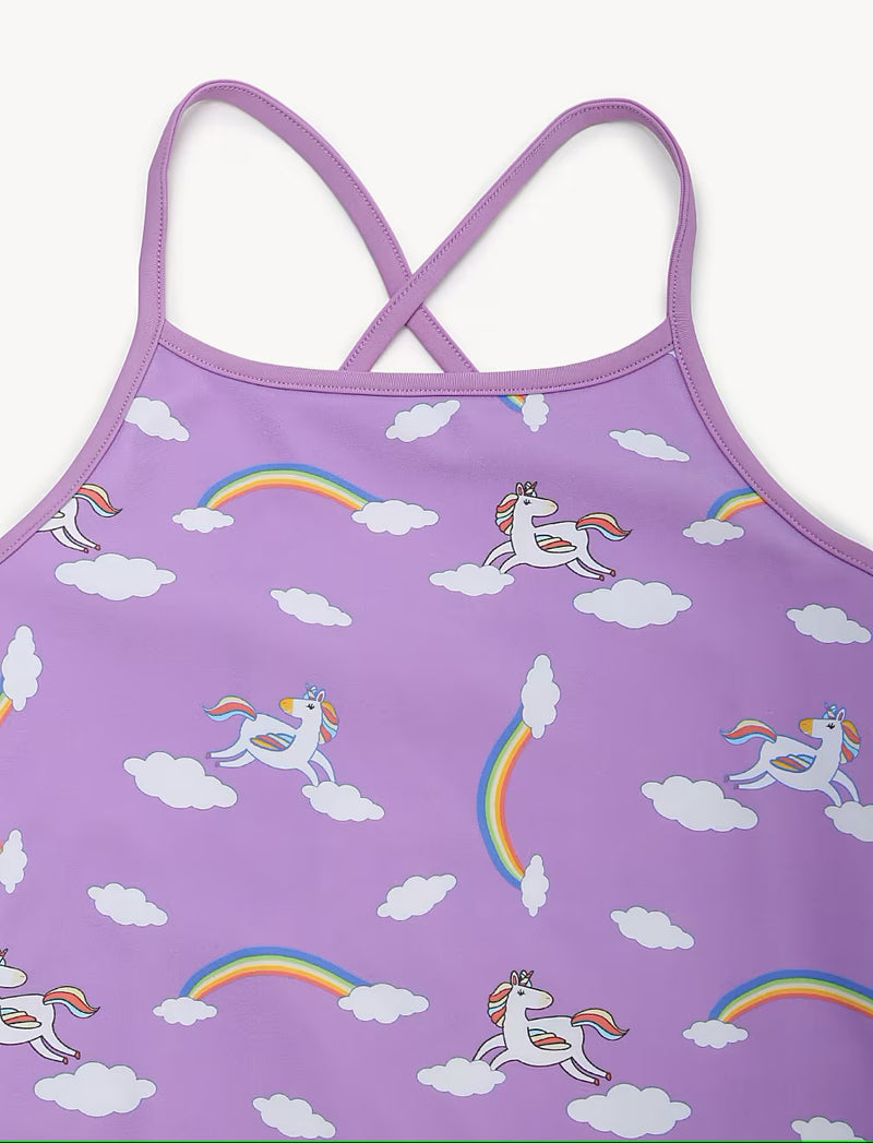 Unicorn Print Crossback Swimsuit