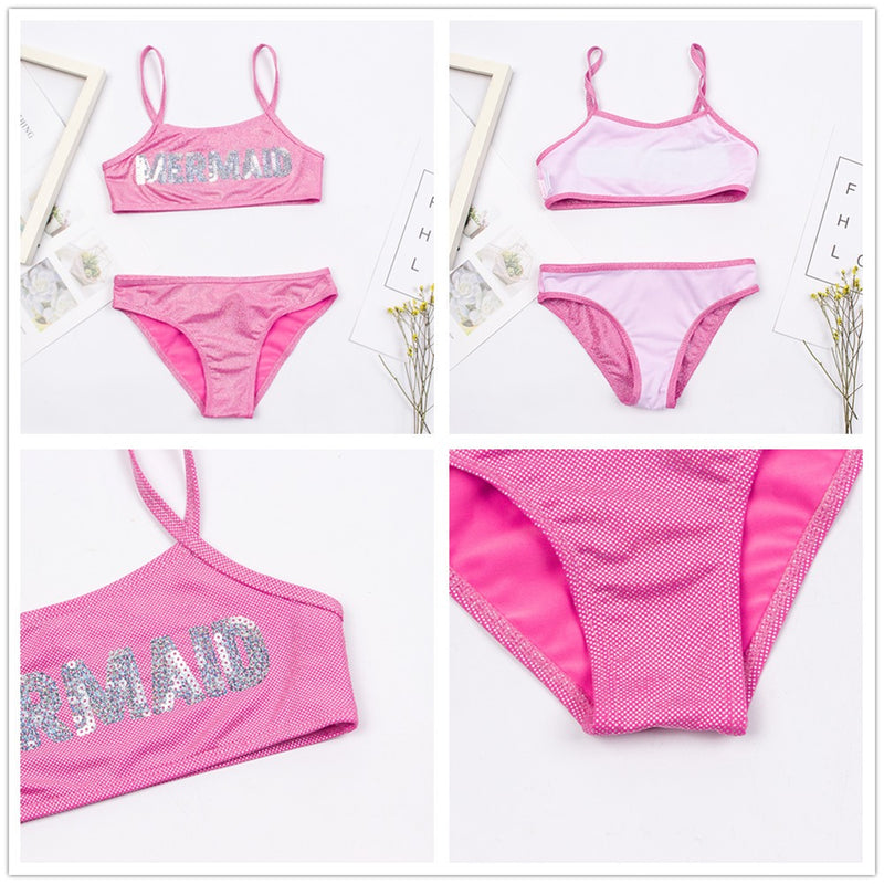 MERMAID Embroidery Girl Bikini Set