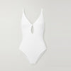 Jacquard Brilliant White Tie Back Plus Size One Piece