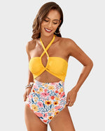 Halter Neck Cut-Out Ruched Swimsuit