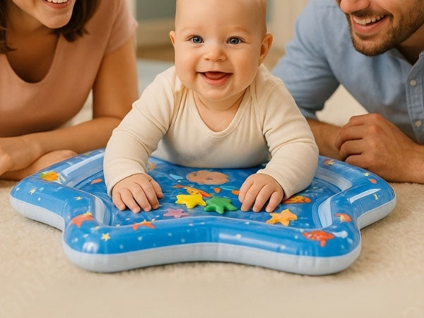 Star-shaped inflatable pool toy with cartoon characters - kids tummy time pool float - beach company