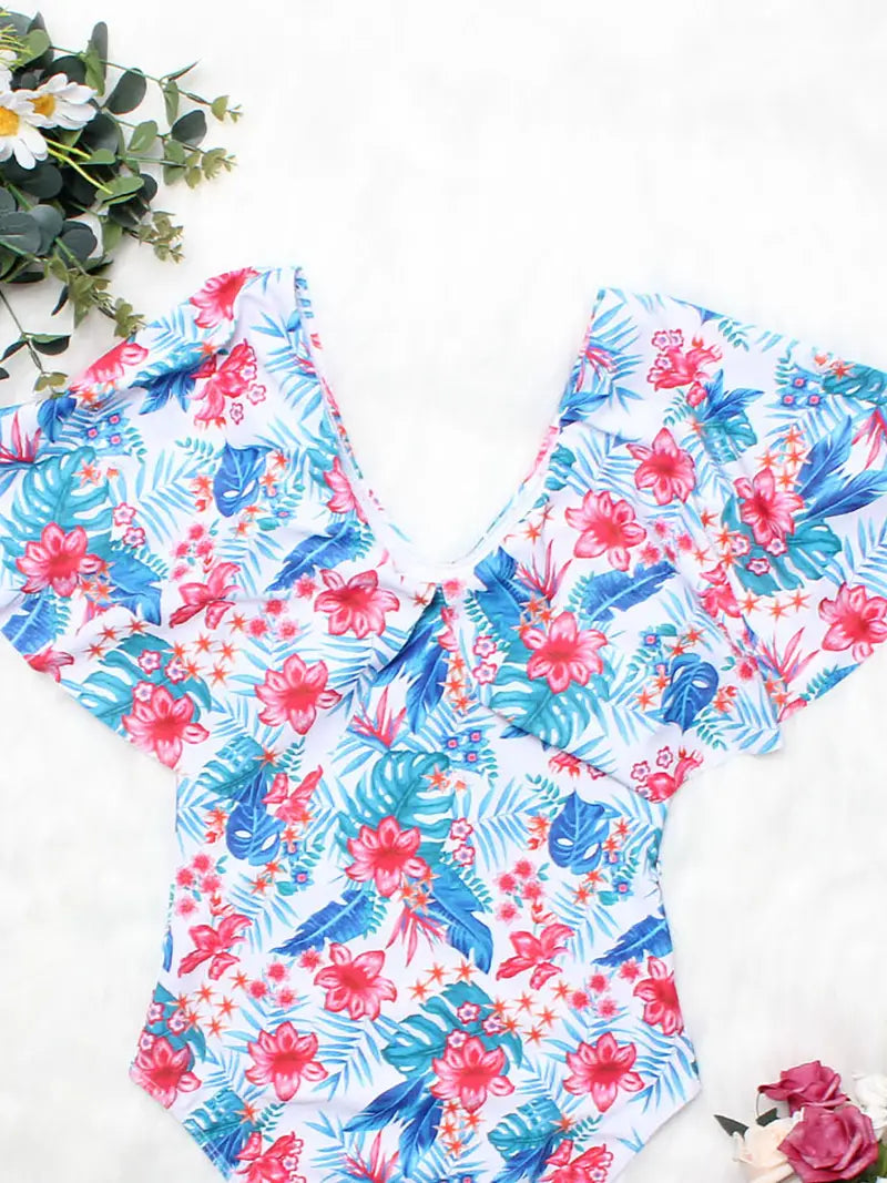 Tropical Flutter Sleeve One-Piece