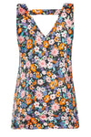 Plus Size Floral Print Satin Vest Top