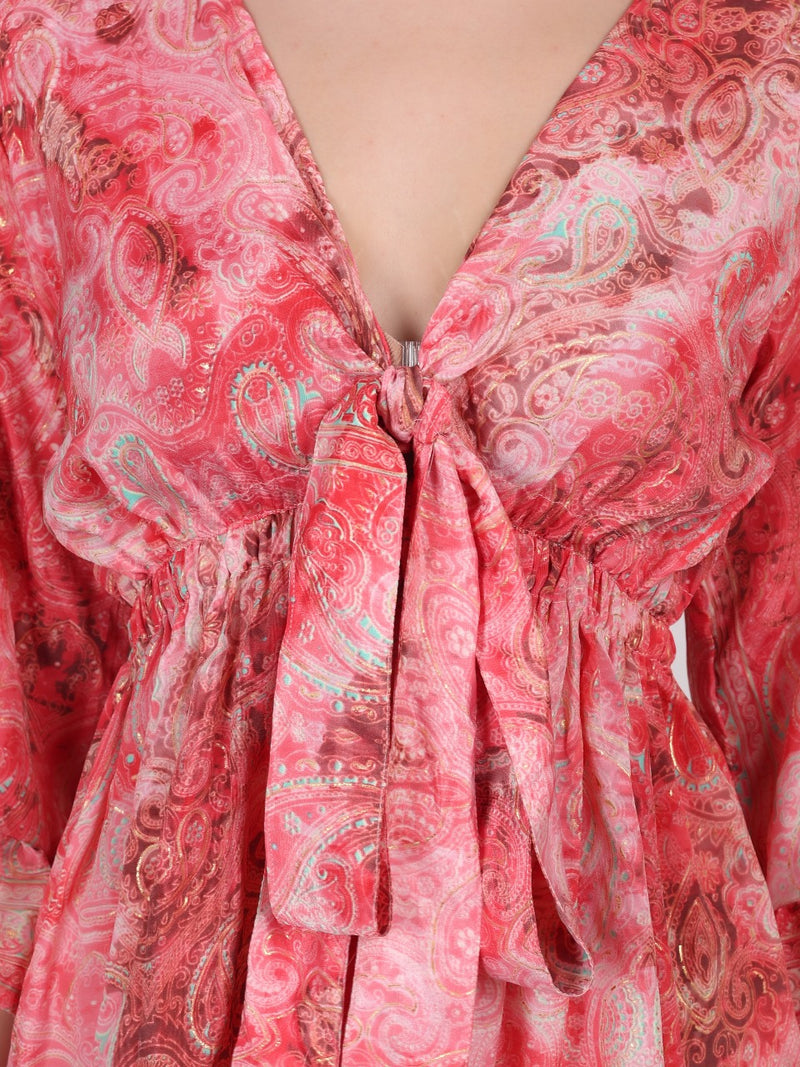 Red Printed Cover-up Kimono
