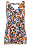 Plus Size Floral Print Satin Vest Top