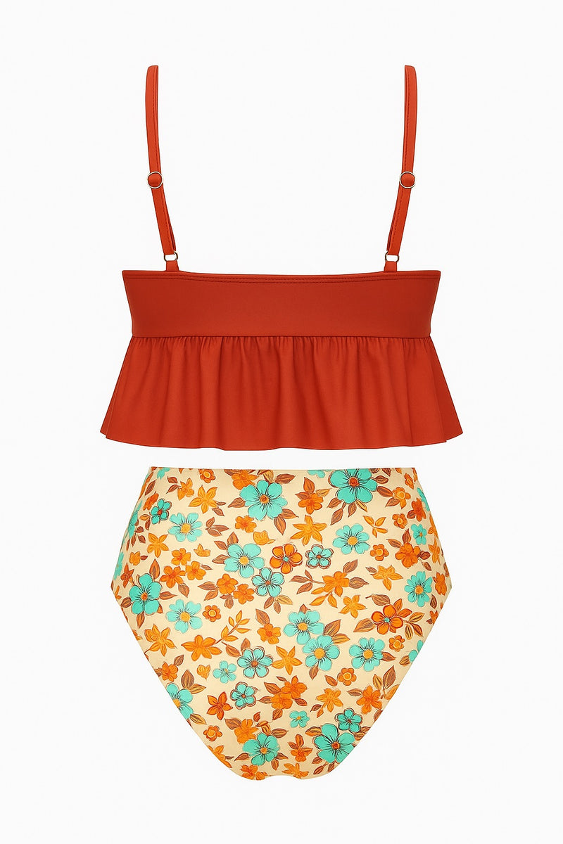 Ruffle Plus Size Tankini Set With Bunny Bow