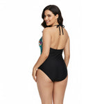 Halter Cut Out Floral Plus Size One Piece