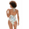 Floral Deep V Twist Front Halter Swimsuit