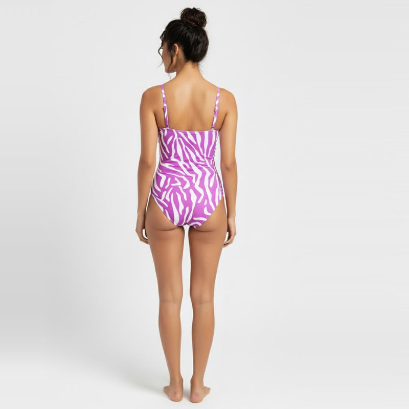 Abstract Print Tie Detail Swimsuit