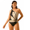 Tropical Print One-Shoulder Swimsuit