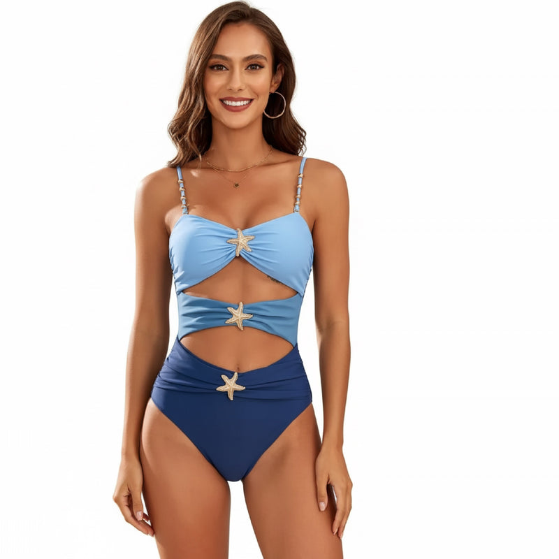 Starfish Embellished Colourblock Cutout One Piece