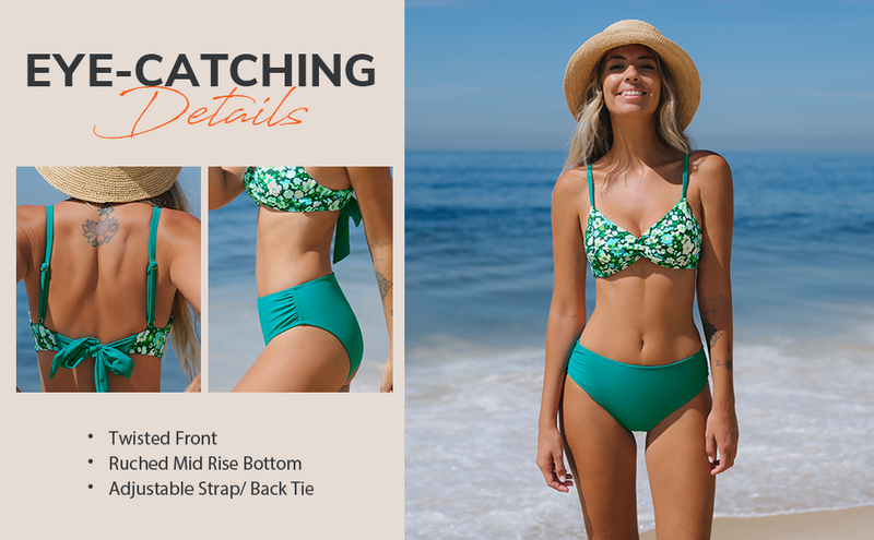 Reversible Twist Front Self Tie Mid Rise Bikini Set