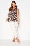 Plus Size Floral Print Satin Vest Top