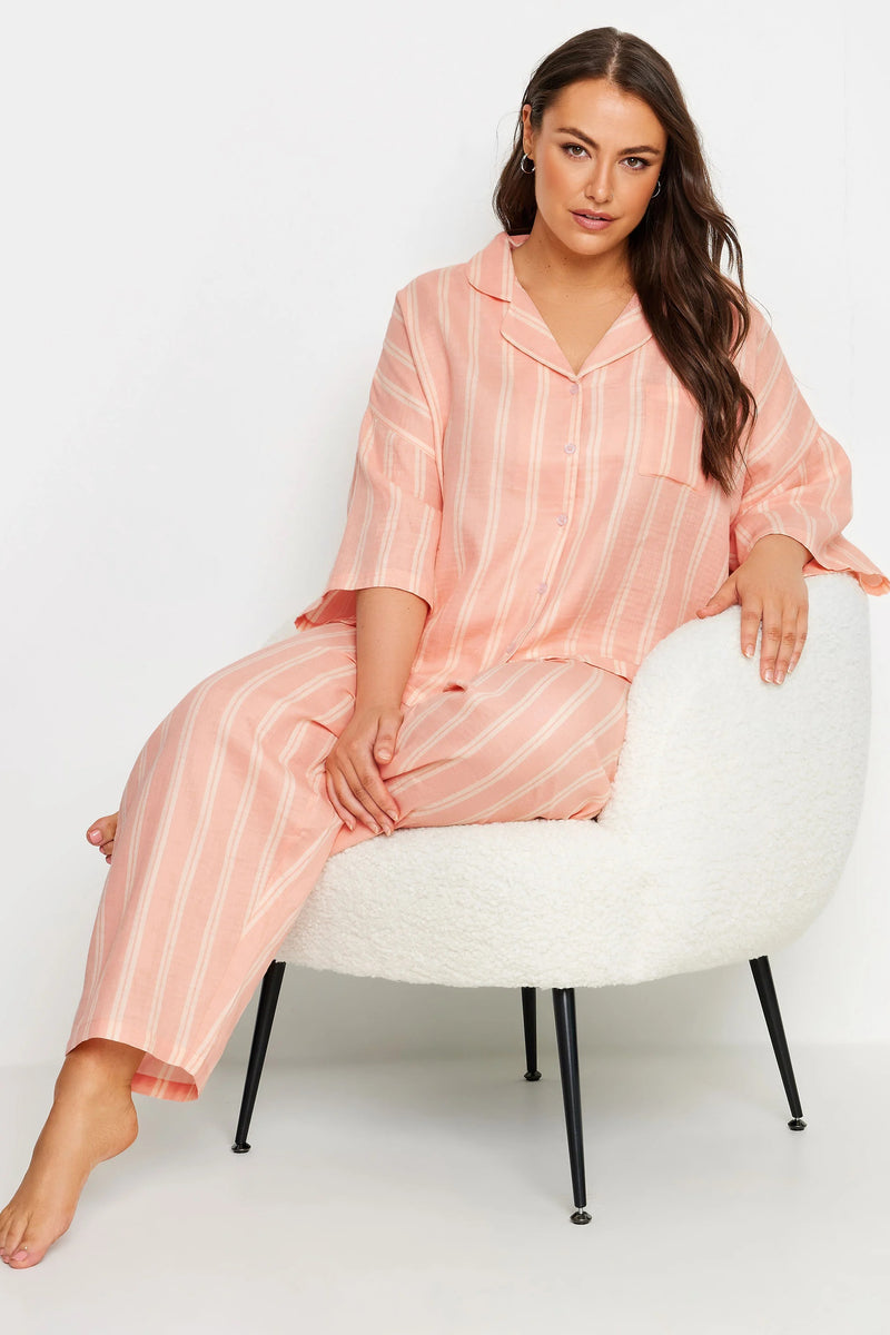 Plus Size Stripe Print Pyjama Set