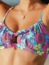 Floral Tie Front Bralette & Shirred Mid Rise Bikini Set