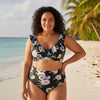 Large Ditsy Ruffled Plus Size Bikini Set