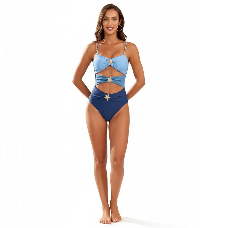 Starfish Embellished Colourblock Cutout One Piece