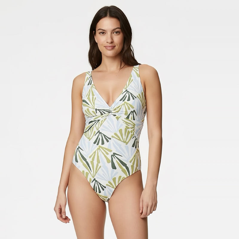 Green Mix Printed Tummy Control Swimsuit