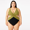 Plunge Neck Cutout Back Tie Plus Size Monokini
