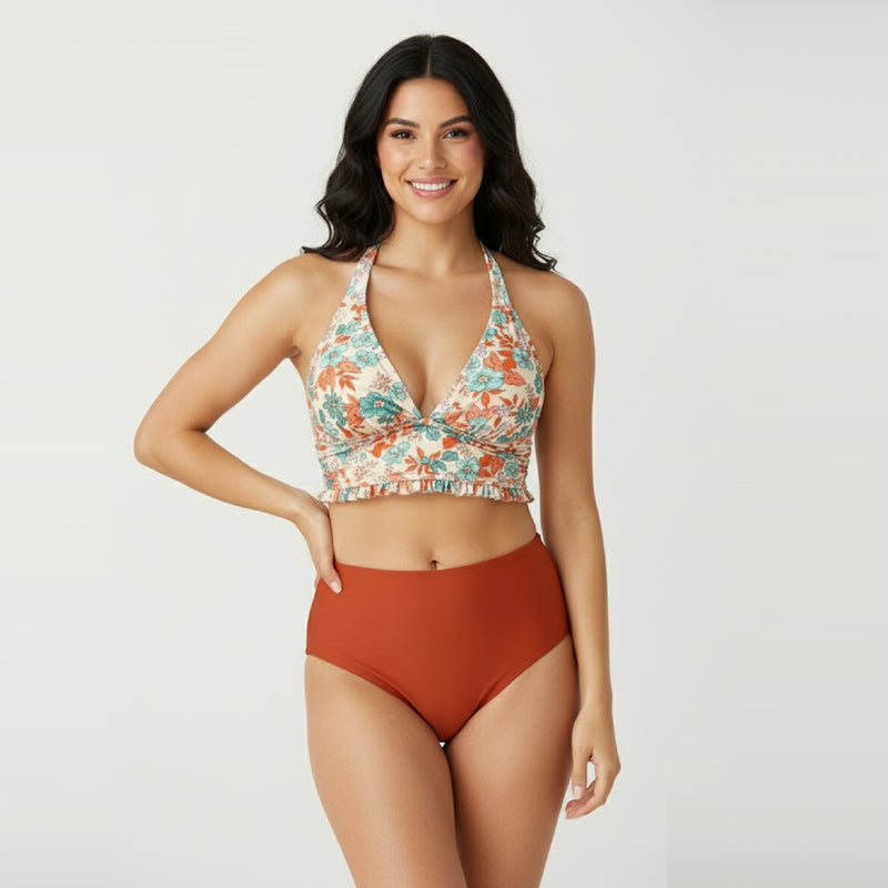Plunge Halter Neck Bikini Set