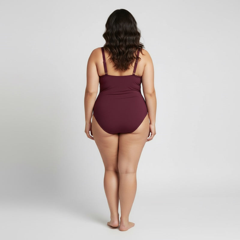 Brick Red Front Cutout Swimsuit