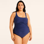 Rouched One-Shoulder Plus Size Swimsuit