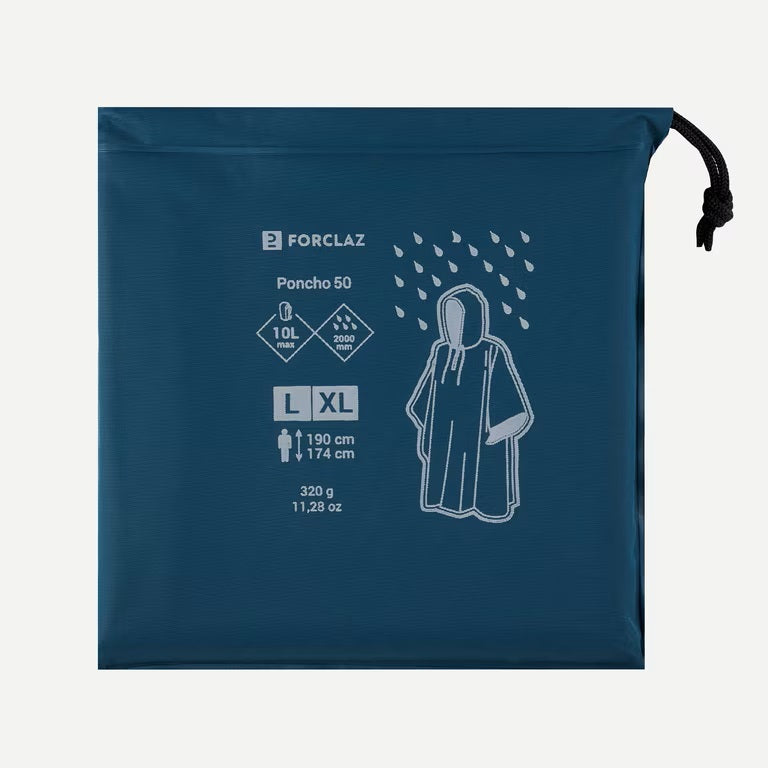 Adult Waterproof Poncho for 0-10L Bag Pale Blue - MT50