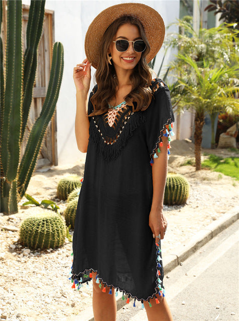 BEACH WEAR - Beachwear - Swim Fashion - buy fashion online on sale - beach company india online, Black Kaftan, Black cover up dress, black beachwear, fancy resortwear, shop resortwear online