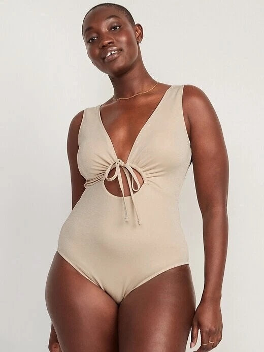 Cutout-Front Metallic Shine One-Piece – The Beach Company
