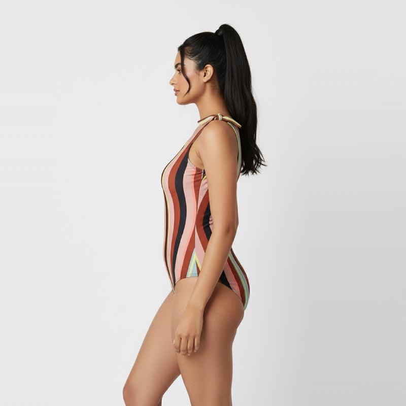 Multi-Colour Striped Swimsuit