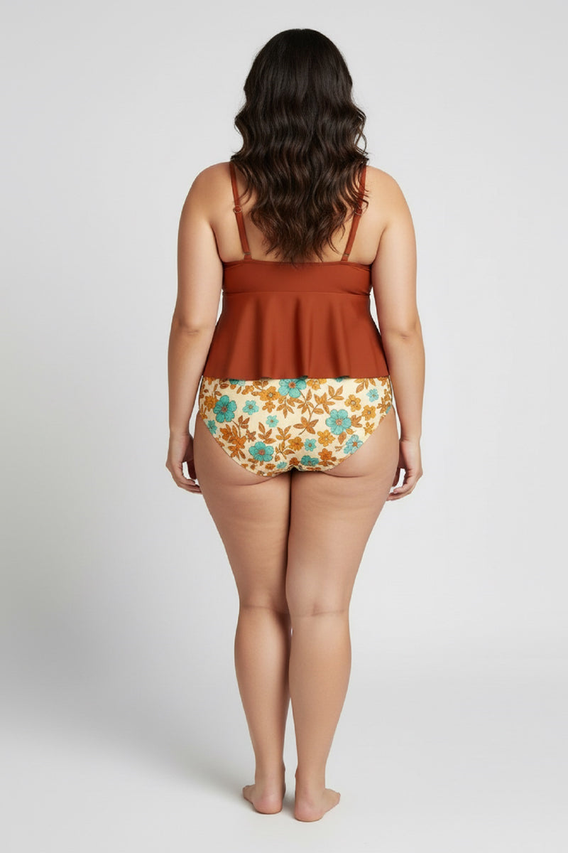 Ruffle Plus Size Tankini Set With Bunny Bow