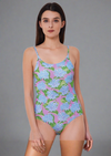 one piece ladies swimwear -  on discount online - the beach company india online -lavender swimsuit - flower swimsuit - thin strap swimsuit - cross back swimsuit - sexy swimsuit 
