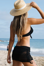 Black Lace Swim Skirt Bikini Set