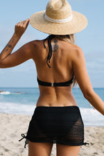 Black Lace Swim Skirt Bikini Set