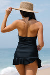 Halter Ruched Tankini with Skirt