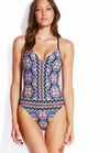 Seafolly Sun Temple Deep V Maillot (Plus Size)