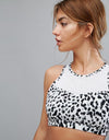 Roxie Dalmatian Print Mesh Insert Crop Top