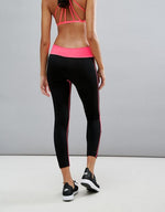 Zen Black Leggings with Coral Waist