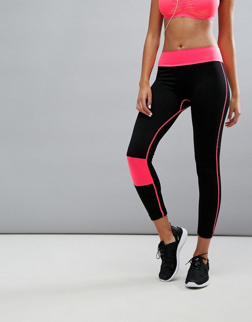 Zen Black Leggings with Coral Waist