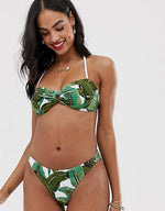 Palm Print Bandeau Bikini Set