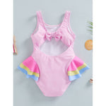 Baby Pink Swan Print Ruffle Swimsuit