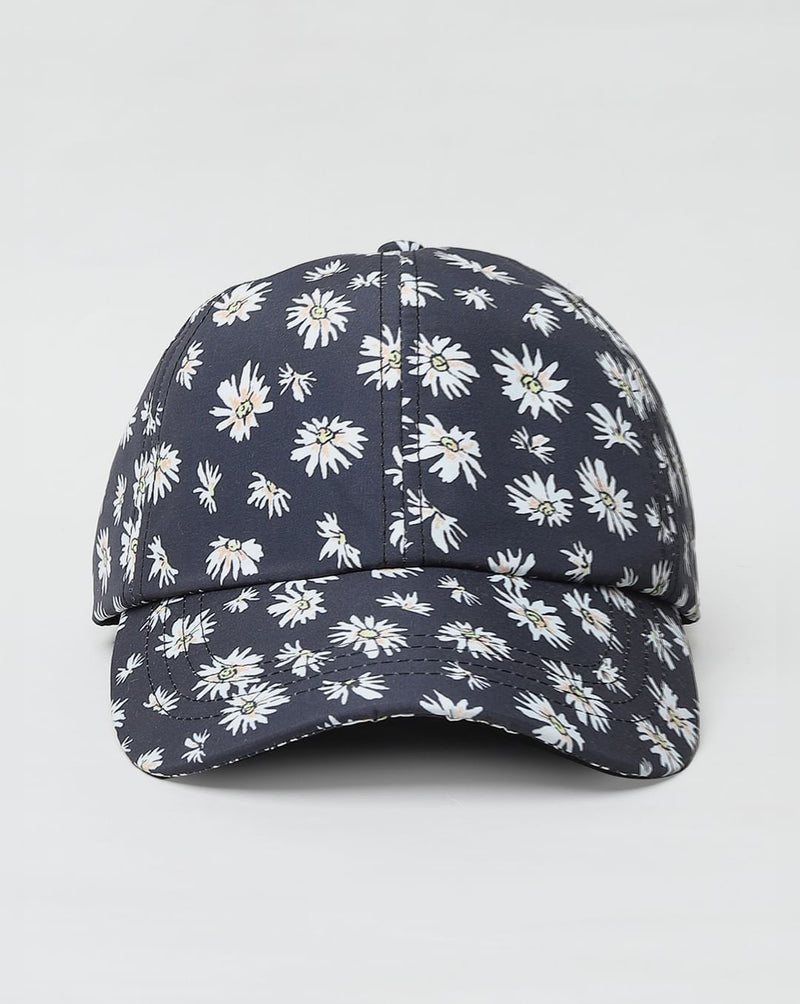 Black Floral Print Cap
