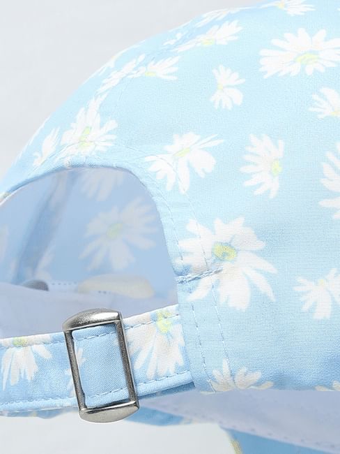 Blue Floral Print Cap