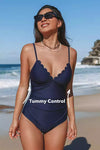 Scalloped Ruched One Piece