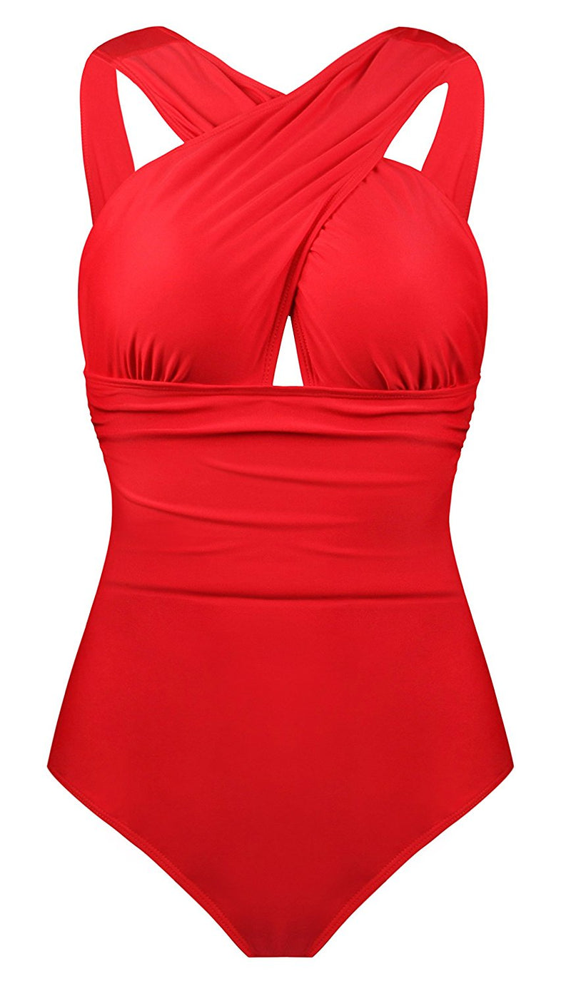 Red CrissCross Halter Swimsuit